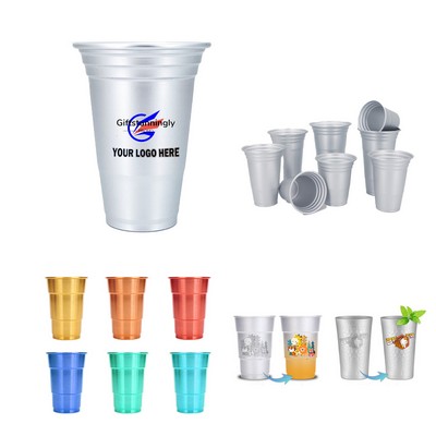 16 Oz. Full Color Reusable Aluminum Cold-Drink Cup