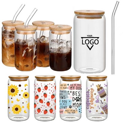 16oz Straw Glass Cup