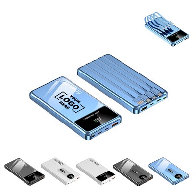 10000mAh Fast Charging Power Bank With Built-In Cable