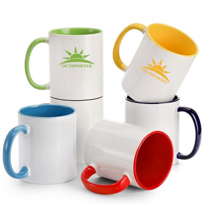 11 oz Two Tone Ceramic Coffee Mug With Handle Tea Cup