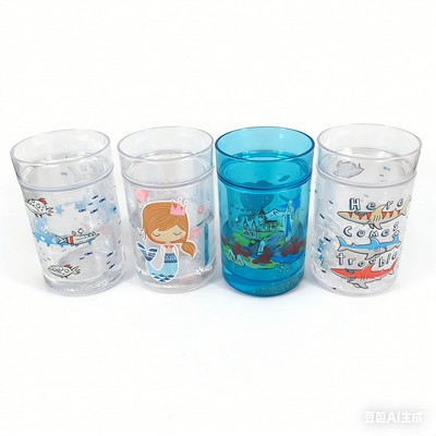 Transparent Double Wall Advertising Cup, Summer Cold Drink Cup with Glitter & Gel Freezer Insulation