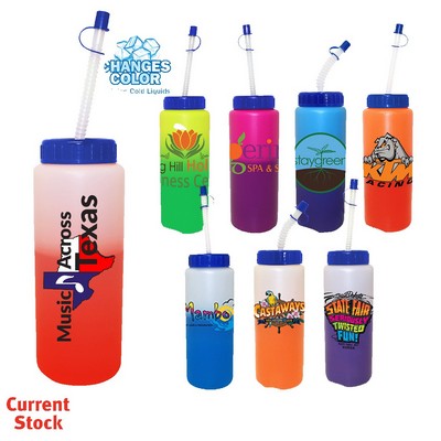 32 Oz. Mood Sports Bottle w/Flexible Straw (Full Color Digital)