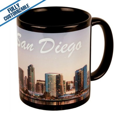 11 Oz. Black & White Ceramic Full Color Banner Mug w/Handle