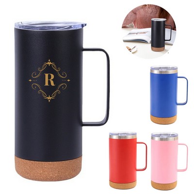 16oz Tumbler With Handle Wooden Bottom