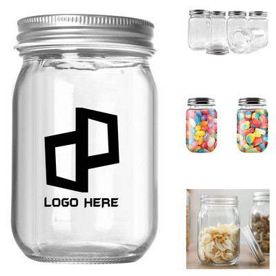 16Oz Clear Plastic Mason Jar
