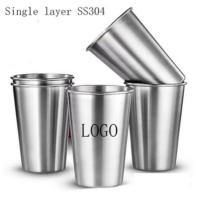 16 Oz. Single Wall Stackable Stainless Steel Beer Cup