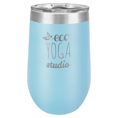 Light Blue Polar Camel™ 16 oz Stemless Wine Tumbler with a Clear Lid