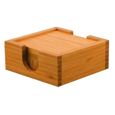 Bamboo 4 Coaster Set with Holder