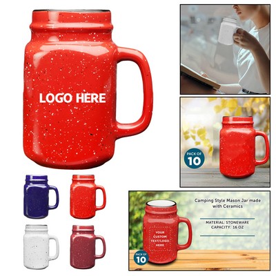 16 oz. Glossy Ceramic Mason Jar Coffee Mug