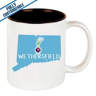11 Oz. White & Black Ceramic Full Color Mug w/Handle