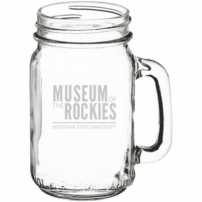 Laser Engraved Acopa Rustic Charm 16 oz. Drinking Jar / Mason Jar with Handle